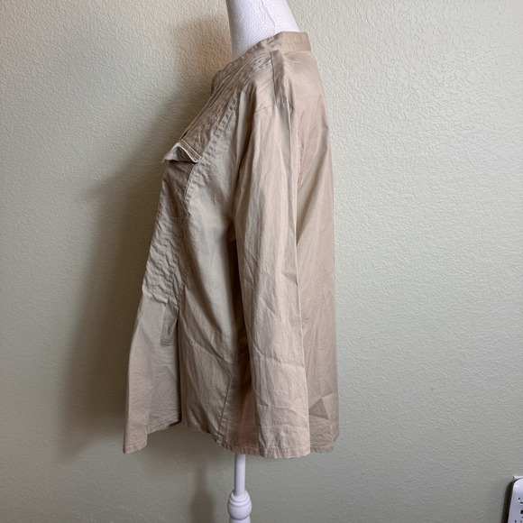 Cocomo Women's Blouse Pleated Size L 3/4 Sleeve Tan Boho Peasant Pleated - Picture 4 of 5